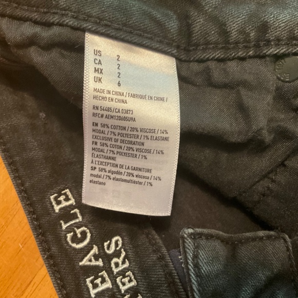 American Eagle outfitters size 2 black denim shorts super low shortie - Picture 7 of 7